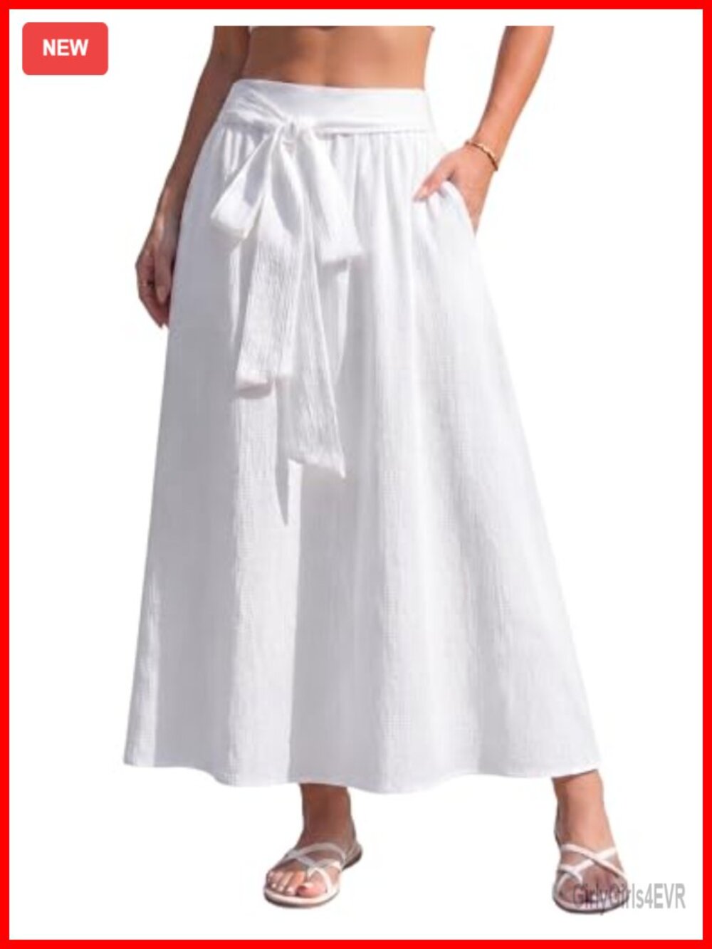 Women's High Waisted A-Line Midi Skirt with Pockets Flowy